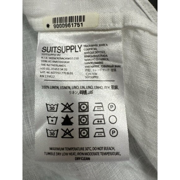 SuitSupply Mens Shirt Pure Linen Leggiuno Sz 16/16.5 41/42 Slim Fit Long Sleeve - Picture 9 of 12